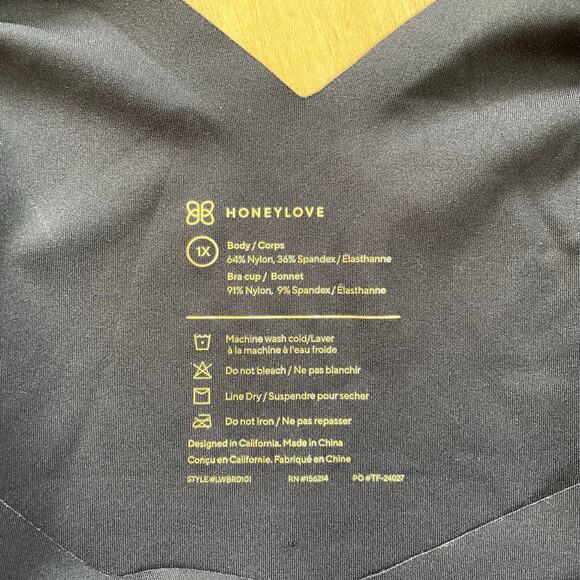 Honey Love Pullover V-Neck Bra, 1X Wireless Black Soft Form Comfy - Picture 4 of 9